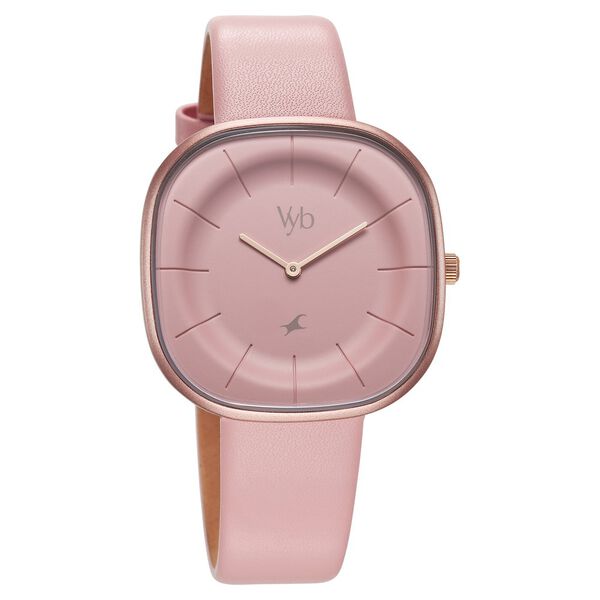 Fastrack Vyb Successor Quartz Analog Pink Dial Leather Strap Watch For Girls - image number 2