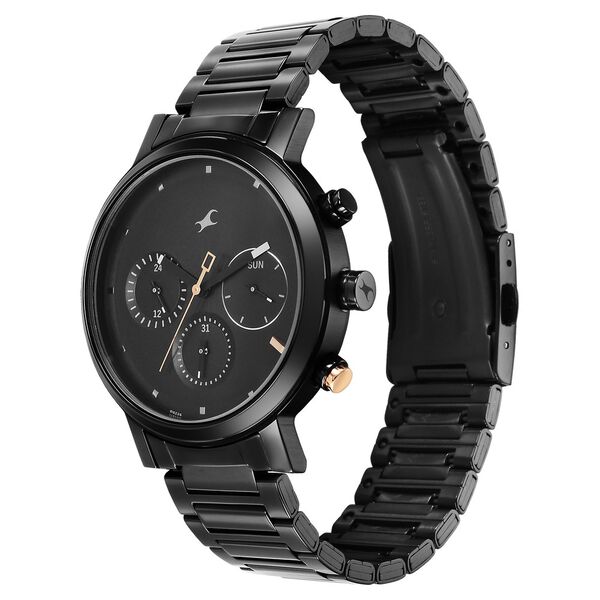 Fastrack Tick Tock Quartz Analog Black Dial With Black Stainless steel Strap Watch for Guys - image number 2