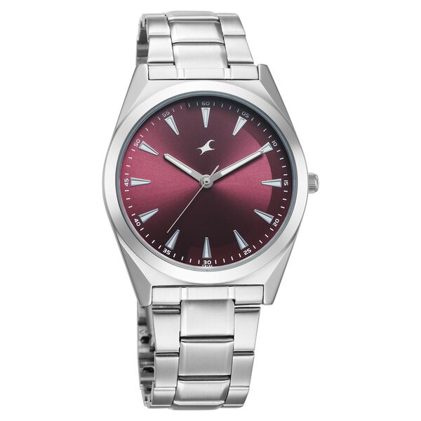 Fastrack Stunners X Quartz Analog Maroon Dial Stainless Steel Strap Watch For Guys - image number 1