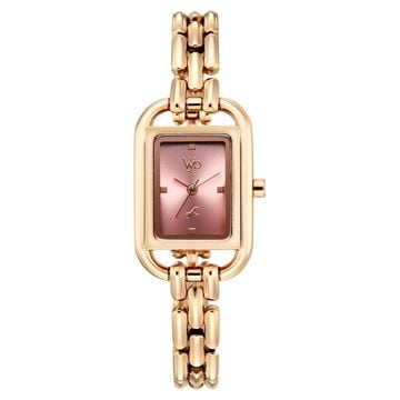 Vyb Bliss By Fastrack Quartz Analog Pink Dial Rose Gold Metal Strap Watch For Girls