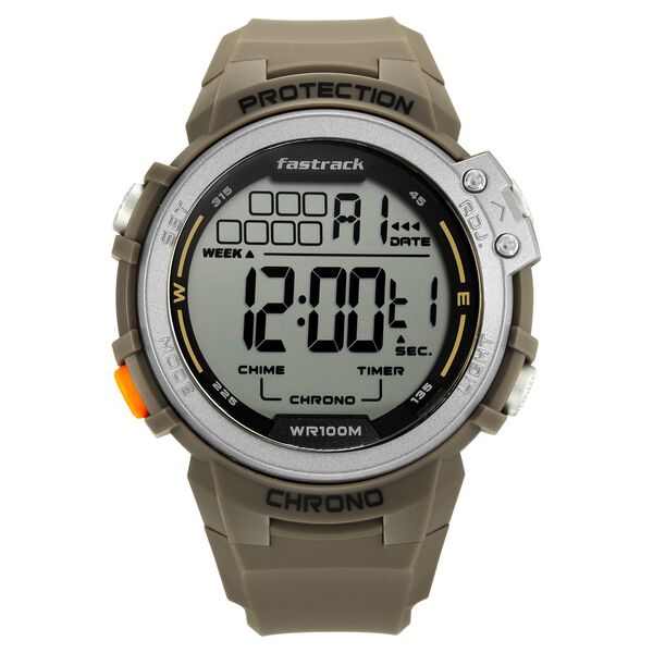Fastrack Digital Dial Green Silicone Strap Watch For Guys - image number 3