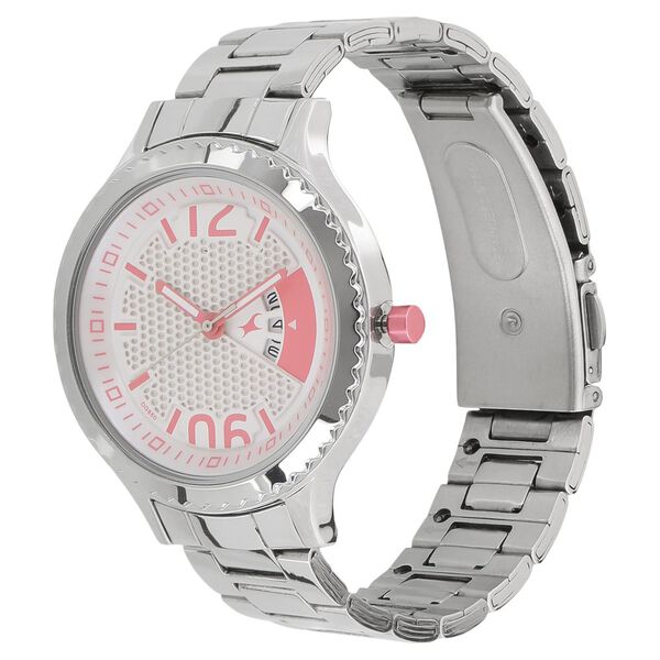 Fastrack Loopholes Quartz Analog with Date White Dial Stainless Steel Strap Watch for Girls - image number 1