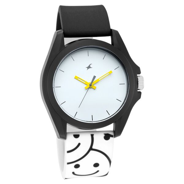 Fastrack Hashtag Quartz Analog White Dial Silicone Strap Unisex Watch - image number 0