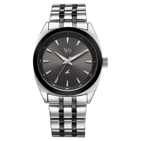 Fastrack Vyb Arcane Quartz Analog Black Dial Two Toned Color Metal Strap Watch For Guys - image number 1