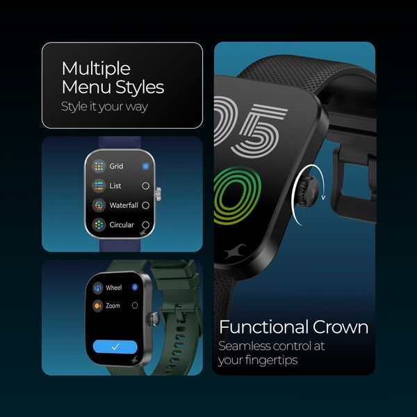 Fastrack Revoltt FS3 Smartwatch with 2.01" TFT Display,Push Button Interactions, HRM, SpO2, Sleep, Rotary Crown - image number 4