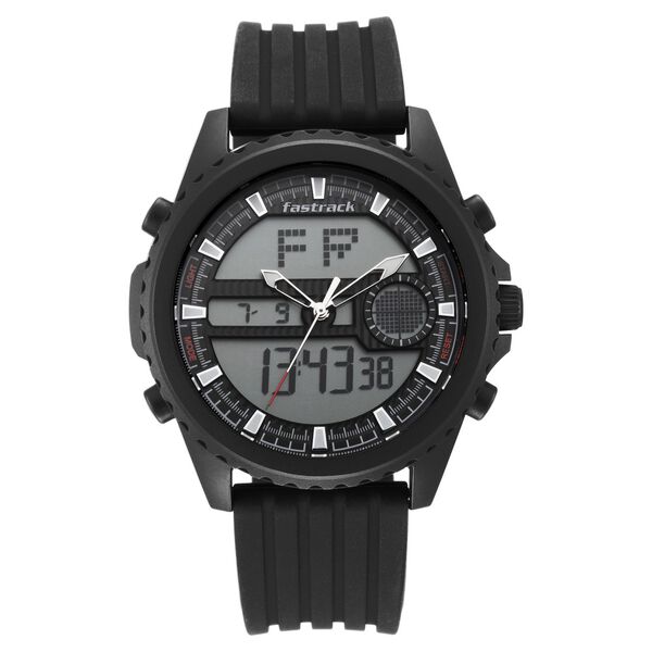 Fastrack Streetwear Quartz Analog Digital Black Dial PU Strap Watch for Guys - image number 1
