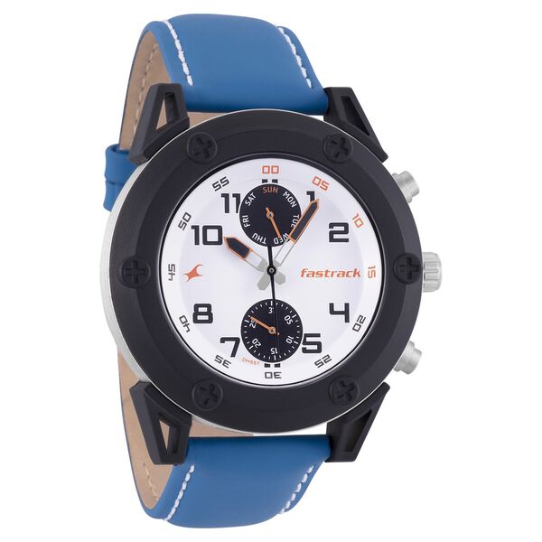Fastrack Modular Quartz Analog White Dial Leather Strap Watch for Guys - image number 0