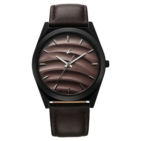 Fastrack Gelato Black leather strap watch with Chocolate dial for Guys - image number 0