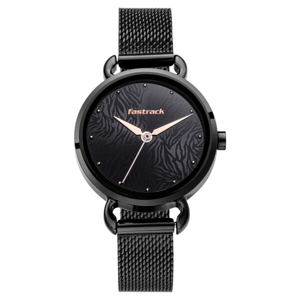 Fastrack Animal Print Quartz Analog Black Dial Stainless Steel Strap Watch for Girls - image number 2