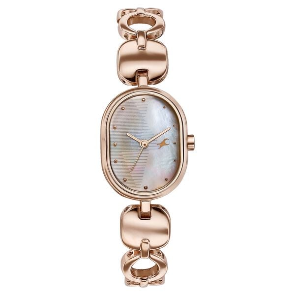 Fastrack Style Up Quartz Analog Mother Of Pearl Dial Rose Gold Metal Strap Watch For Girls - image number 0