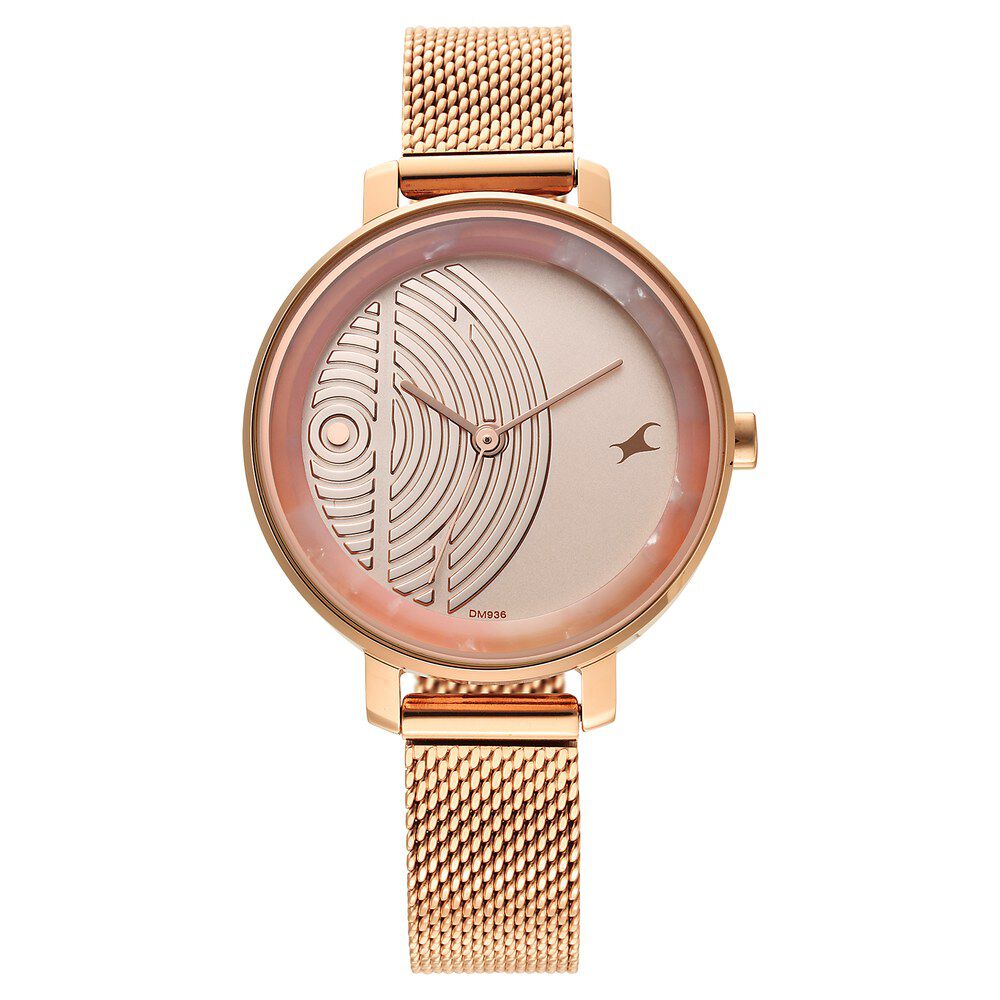 Fastrack rose 2025 gold watch womens