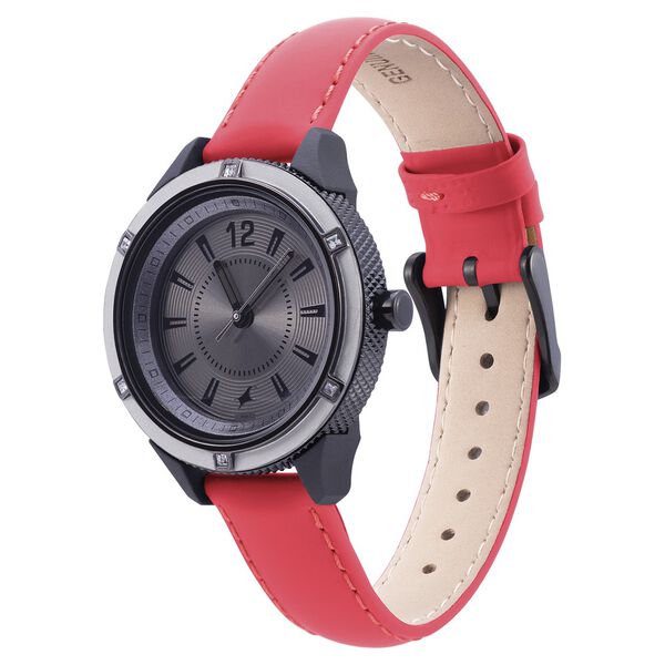 Fastrack Quartz Analog Anthracite Dial Leather Strap Watch for Girls - image number 2