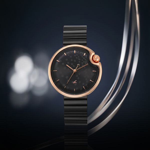 Fastrack Groove Analog with Black Dial Black Metal Strap Watch for Girls - image number 0