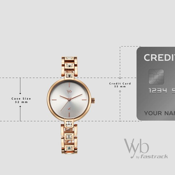 Vyb Manifester By Fastrack Quartz Analog Silver Dial Rose Gold Metal Strap Watch For Girls - image number 3