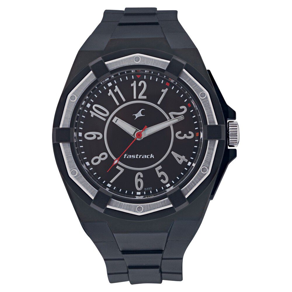 Fastrack Quartz Analog Black Dial Plastic Strap Watch for Guys