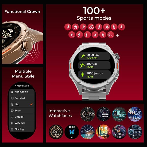 Fastrack Marvellous FX1 Unisex Smart Watch With Silver Metal Strap - image number 5