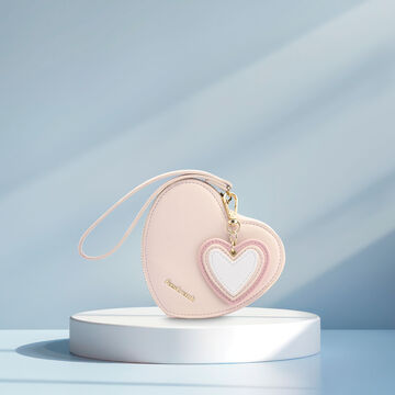 Fastrack HeartPop Clutch, Made with High-Quality Faux Leather, Versatile and Durable Design, Gold Metal Accents, with FauX-Leather Wrist Loop and Heart Charms