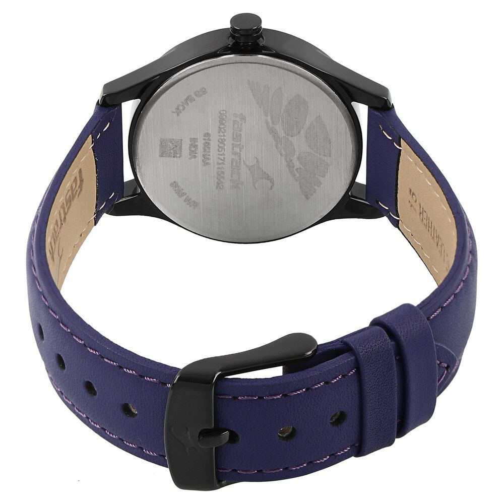 Fastrack All Nighters Quartz Analog Purple Dial Leather Strap