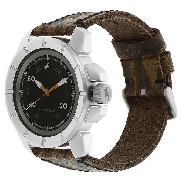 Fastrack Quartz Analog Black Dial Leather Strap Watch for Guys - image number 1