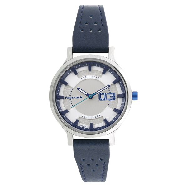 Fastrack Loopholes Quartz Analog White Dial Leather Strap Watch for Girls - image number 0
