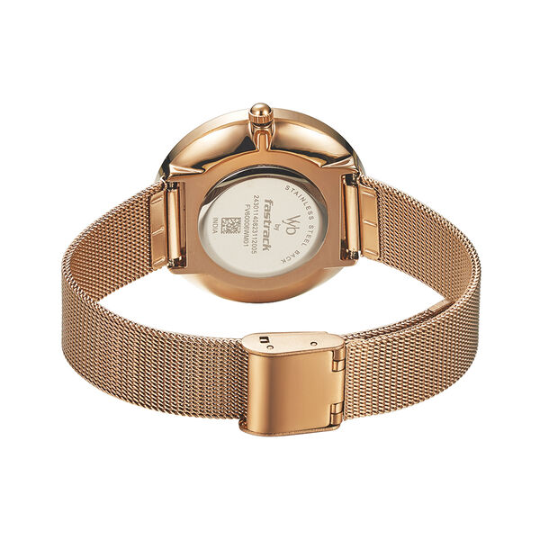 Fastrack Vyb Manifester Quartz Analog Rose Gold Dial Stainless Steel Strap Watch for Girls - image number 5