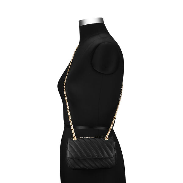 Fastrack Quilted Chain-Sling Bag in Black - image number 4