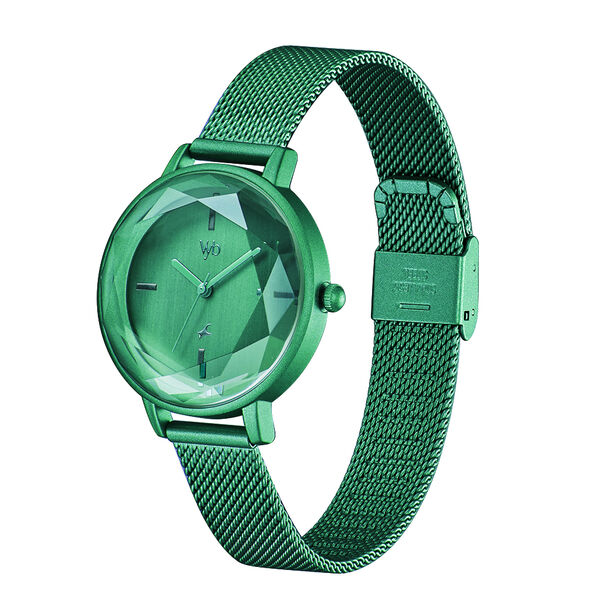 Fastrack Vyb Aurora Quartz Analog Green Dial Stainless Steel Strap Watch for Girls - image number 3