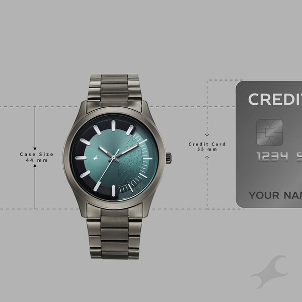 Fastrack Wild Quartz Analog Green Dial Gun Metal Strap Watch For Guys - image number 3