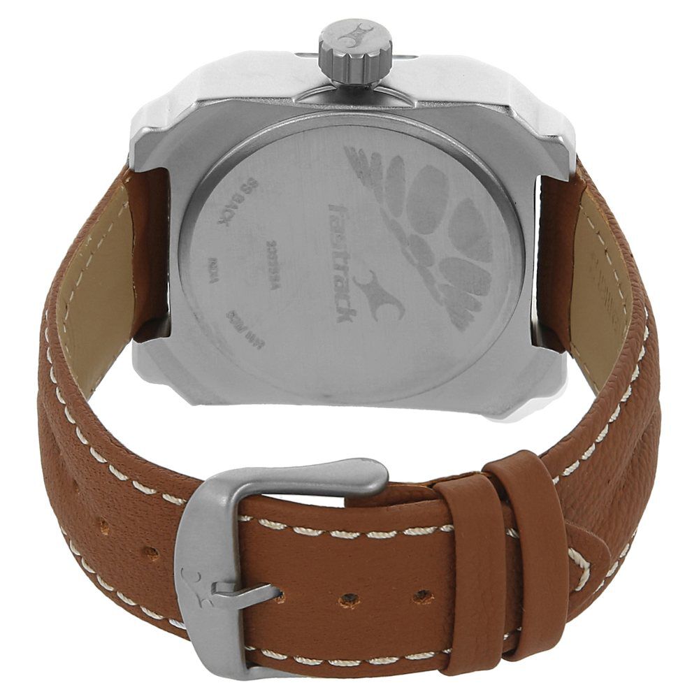 Buy Online Fastrack Commando Quartz Analog White Dial Leather Strap Watch for Guys nk3083sl01 Fastrack