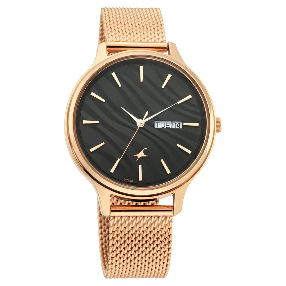 Fastrack Ruffles Quartz Analog with Day and Date Black Dial