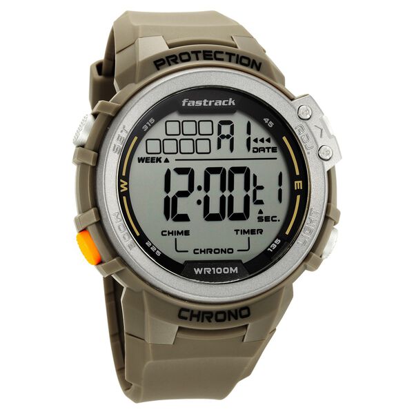 Fastrack Digital Dial Green Silicone Strap Watch For Guys - image number 1