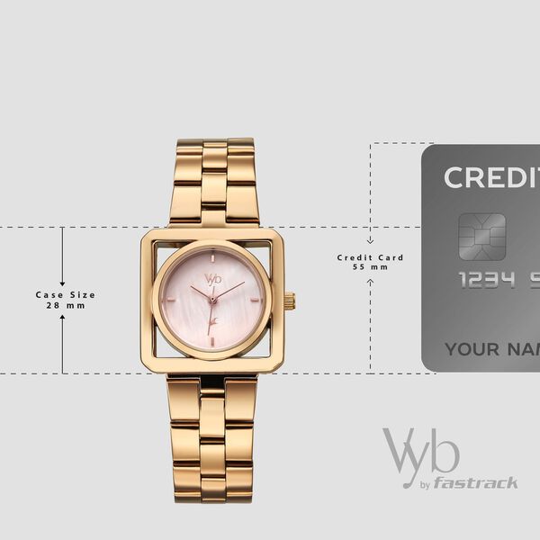 Vyb Manifester By Fastrack Quartz Analog Rose Gold Mother Of Pearl Dial Rose Gold Stainless Steel Strap Watch For Girls - image number 3