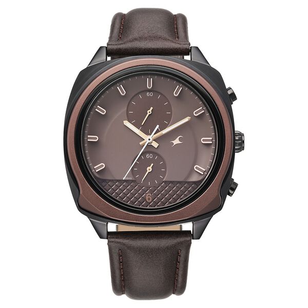 Fastrack Gelato Black chronograph watch with Chocolate dial for Guys - image number 1