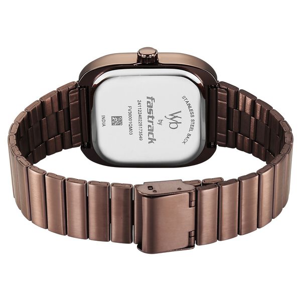 Fastrack Vyb Maverick Quartz Analog Brown Dial Metal Strap Watch For Guys - image number 6
