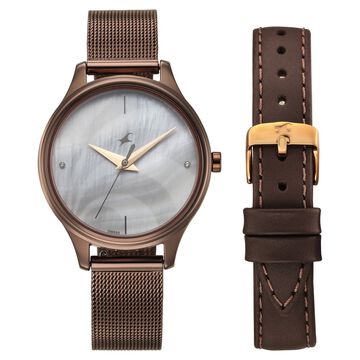 Fastrack 2X Edit Analog with Silver MOP Dial Interchangeable Strap Watch for Girls