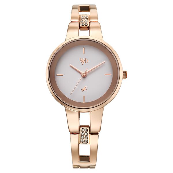 Vyb Halo By Fastrack Quartz Analog White Dial Metal Strap Watch For Girls - image number 2