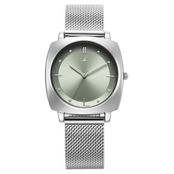 Fastrack Stunners X Quartz Analog Green Dial Stainless Steel Strap Watch For Girls