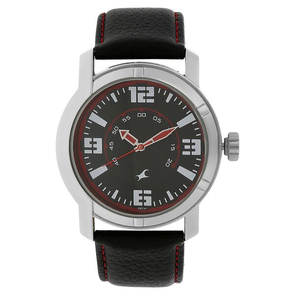 Fastrack Quartz Analog Black Dial Leather Strap Watch for Guys - image number 0