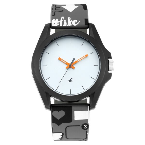 Fastrack Hashtag Quartz Analog White Dial Silicone Strap Unisex Watch - image number 1