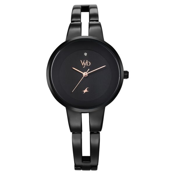 Fastrack Vyb Halo Quartz Analog Black Dial Metal Strap Watch for Girls - image number 1