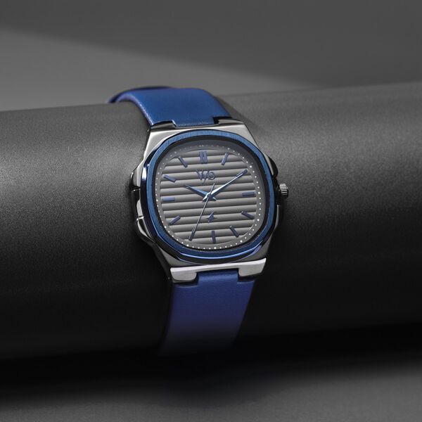 Fastrack Vyb Drift Quartz Analog Grey Dial Blue Color Leather Strap Watch For Guys - image number 0