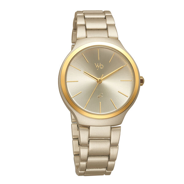 Fastrack Vyb Slayer Quartz Analog Golden Dial Metal Strap Watch for Girls - image number 1