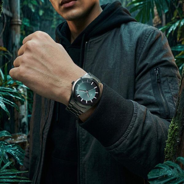 Fastrack Wild Quartz Analog Green Dial Gun Metal Strap Watch For Guys - image number 2