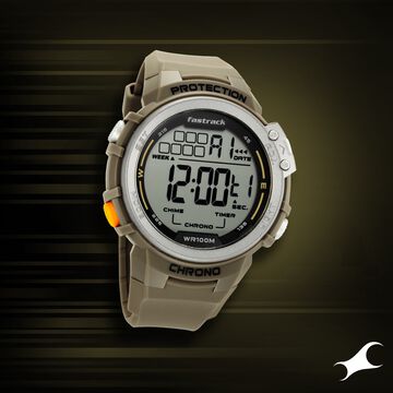 Fastrack Digital Dial Green Silicone Strap Watch For Guys