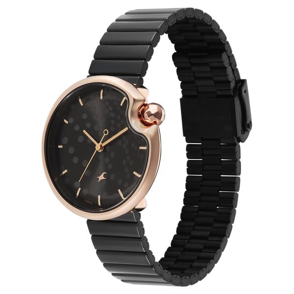 Fastrack Groove Analog with Black Dial Black Metal Strap Watch for Girls - image number 2