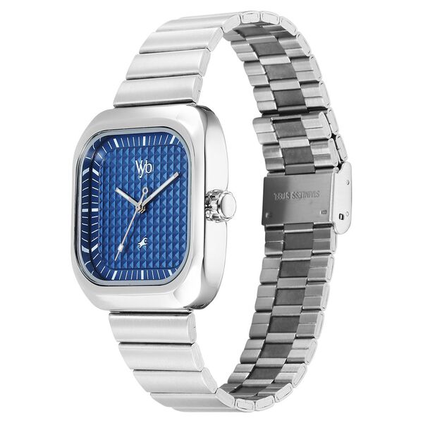 Fastrack Vyb Maverick Quartz Analog Blue Dial Silver Metal Strap Watch For Guys - image number 3