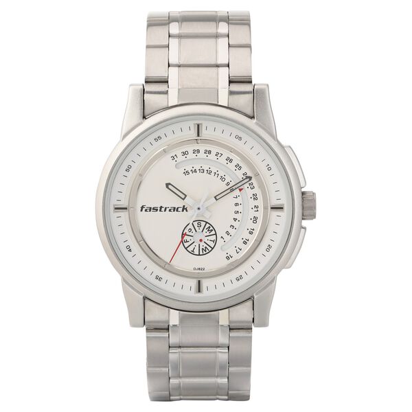 Fastrack Go Skate Quartz Analog with Day and Date White Dial Stainless Steel Strap Watch for Guys - image number 1