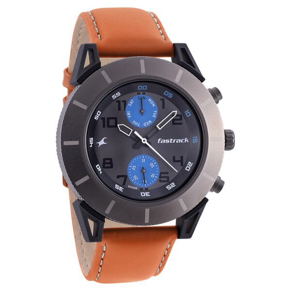Fastrack Modular Quartz Analog Anthracite Dial Leather Strap Watch for Guys - image number 0