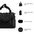 Fastrack Ruched Handle Satchel Bag with Detachable Sling in Black - image number 6
