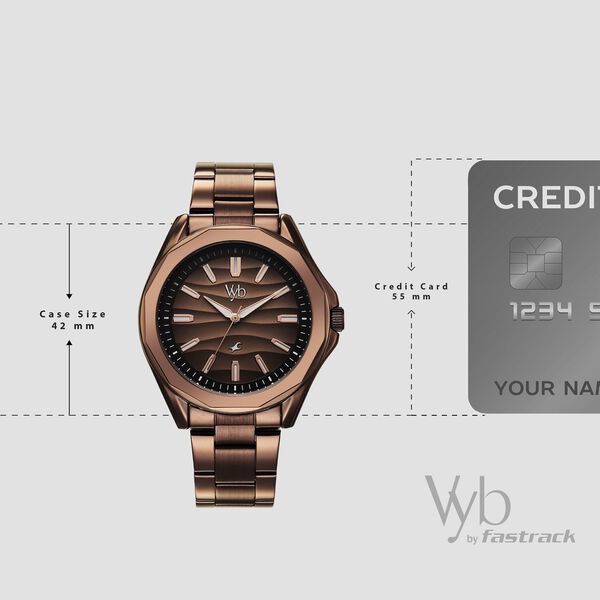 Vyb Drift By Fastrack Quartz Analog Brown Dial Brown Stainless Steel Strap Watch For Guys - image number 3